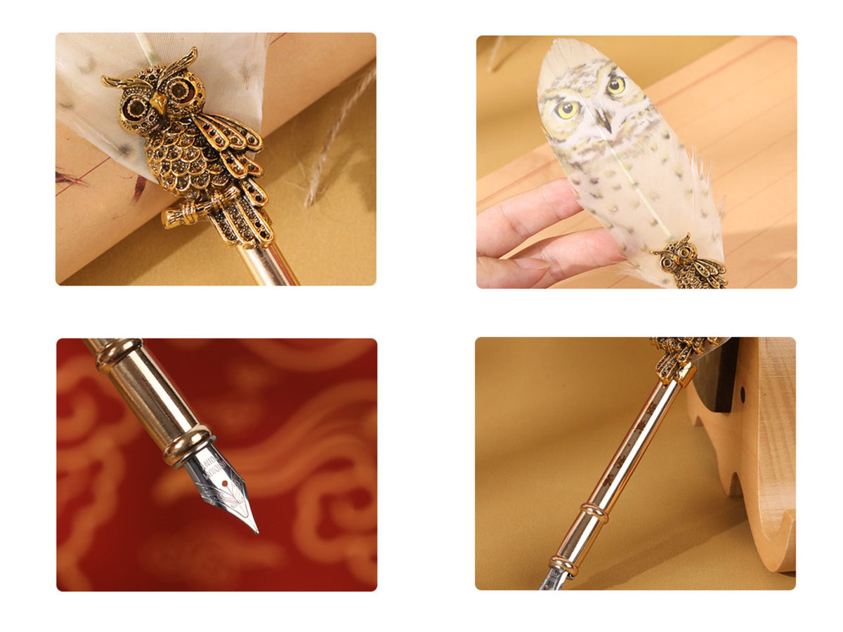 Conjunto de escrita - caneta de aparo, tinta e conjunto para selos, personalizável com gravação