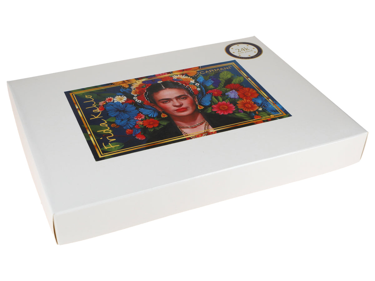 Conjunto de 6 colheres revestidas a ouro de 24K F. Kahlo, com possibilidade de personalização por gravação - talheres elegantes para oferecer, 13 cm, CARMANI