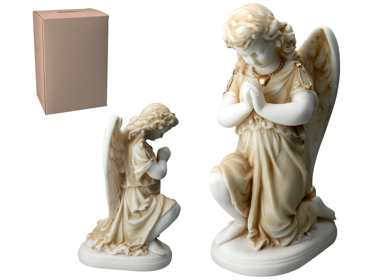 Anjo de alabastro em oração - figura de alabastro de 25cm com possibilidade de personalização por gravação