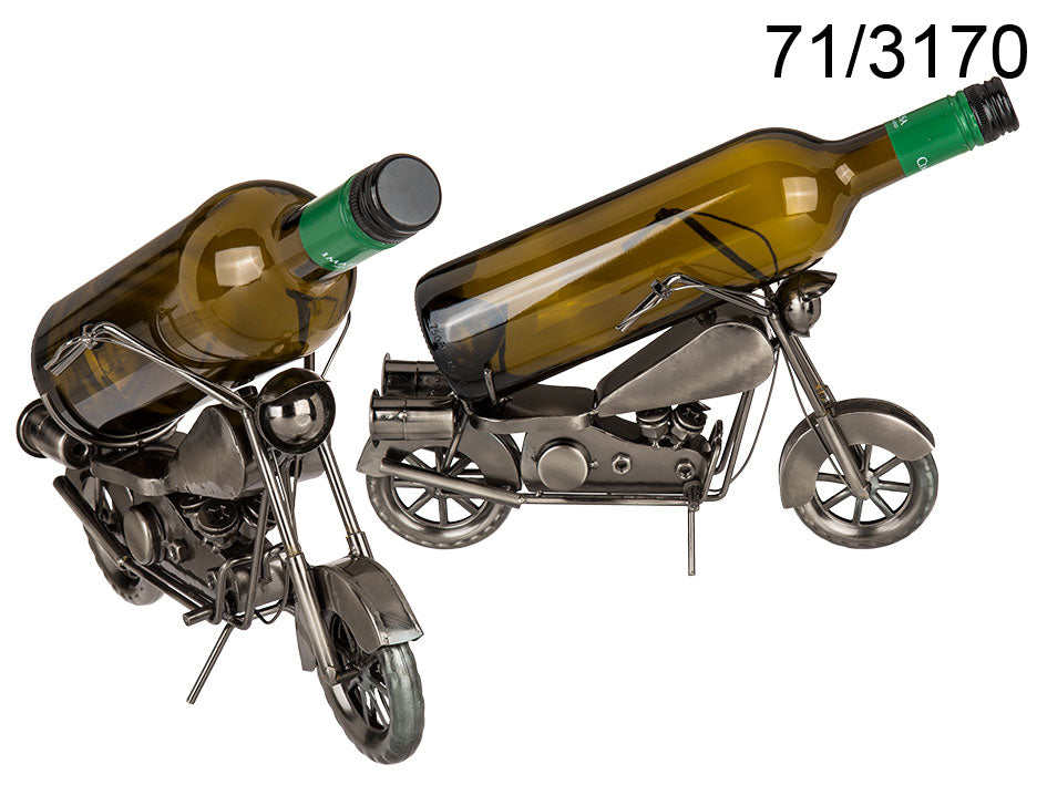 Suporte metálico para vinho - motociclo, possibilidade de personalização com gravação
