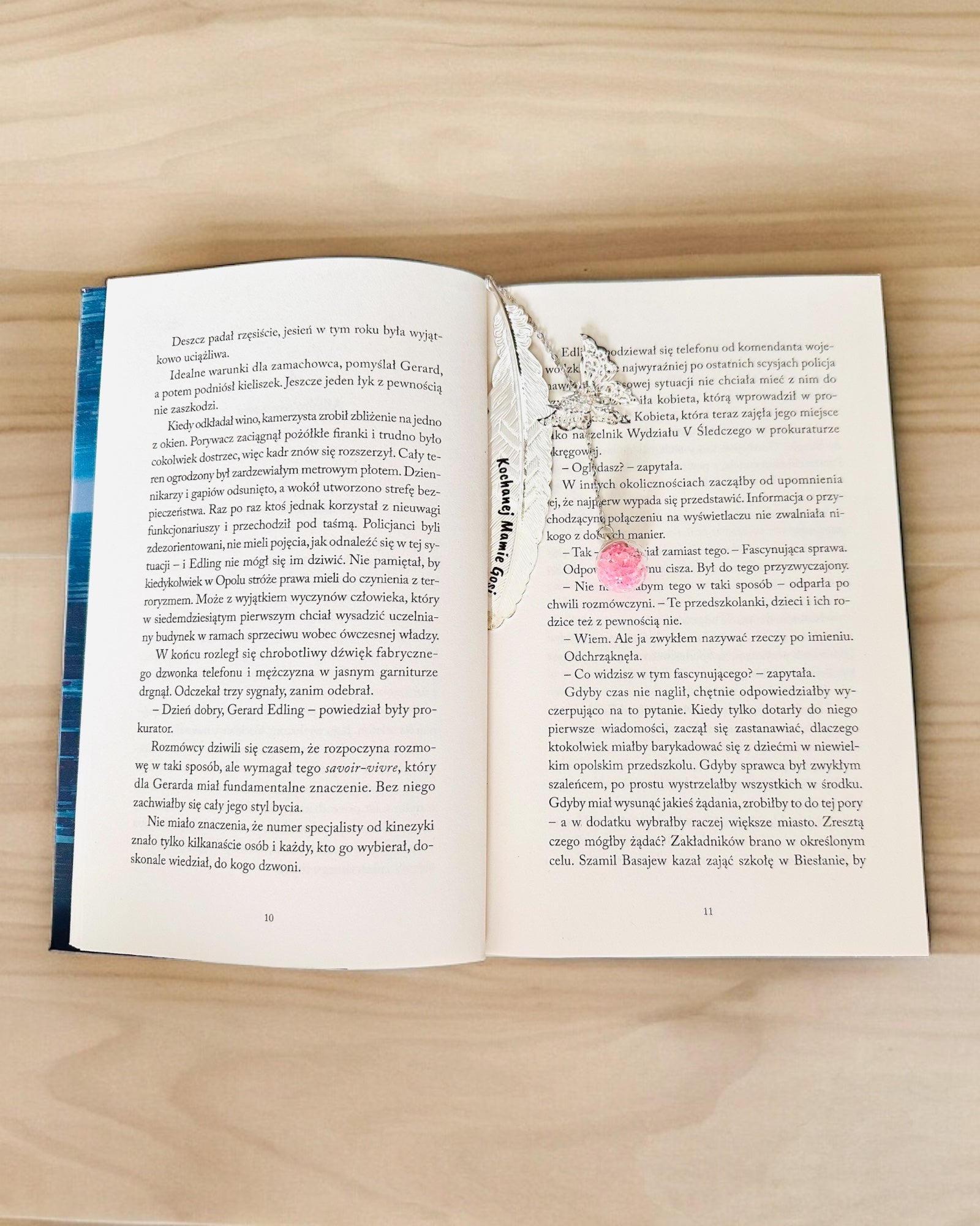 Marcador de Livro Criativo em Estilo Retro com Motivo de Pena e Borboleta – Elegante Presente Promocional, Cor Prateado/Azul