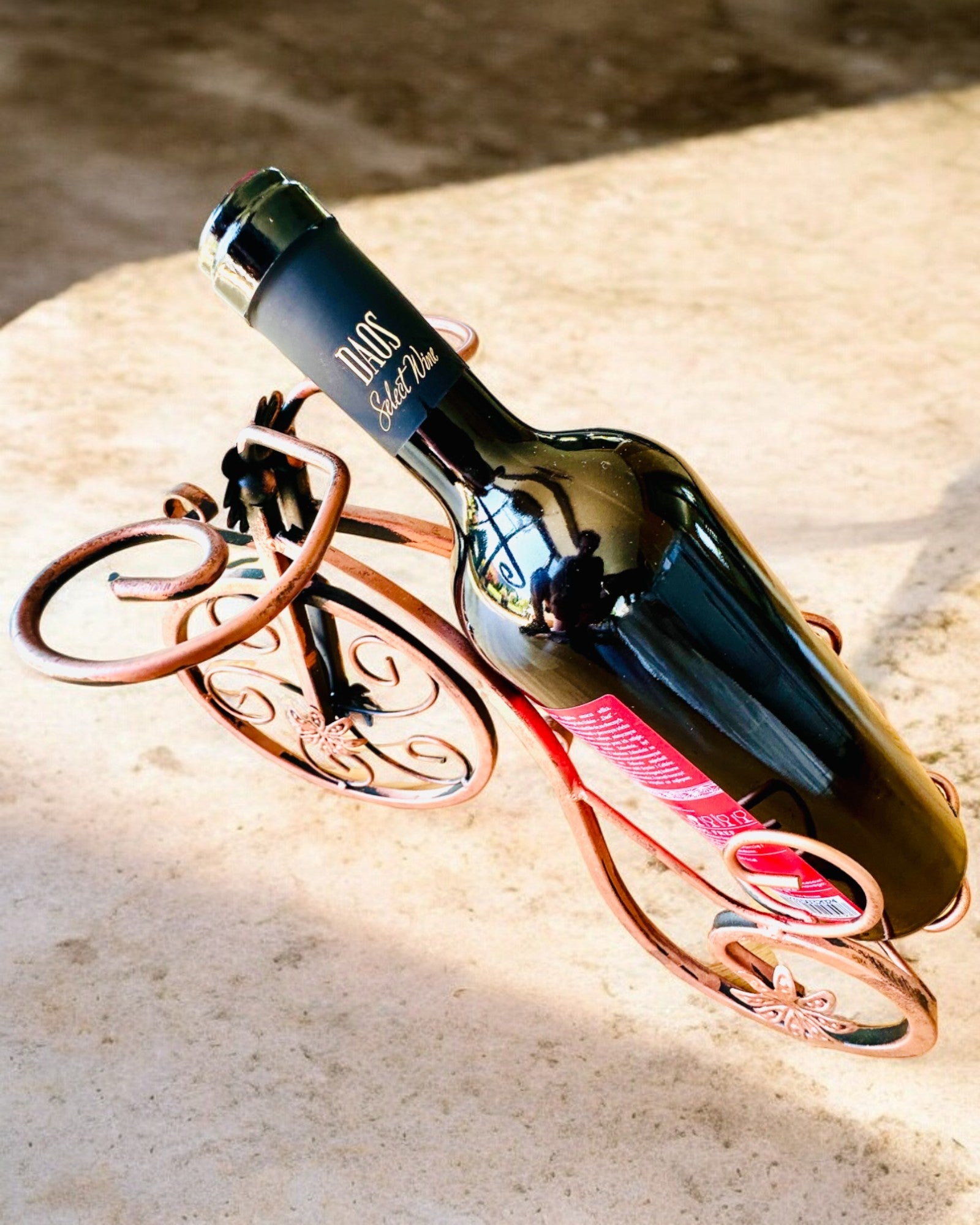 Suporte de Vinho "WineCycle" em Forma de Bicicleta - possibilidade de personalização com gravação para presente