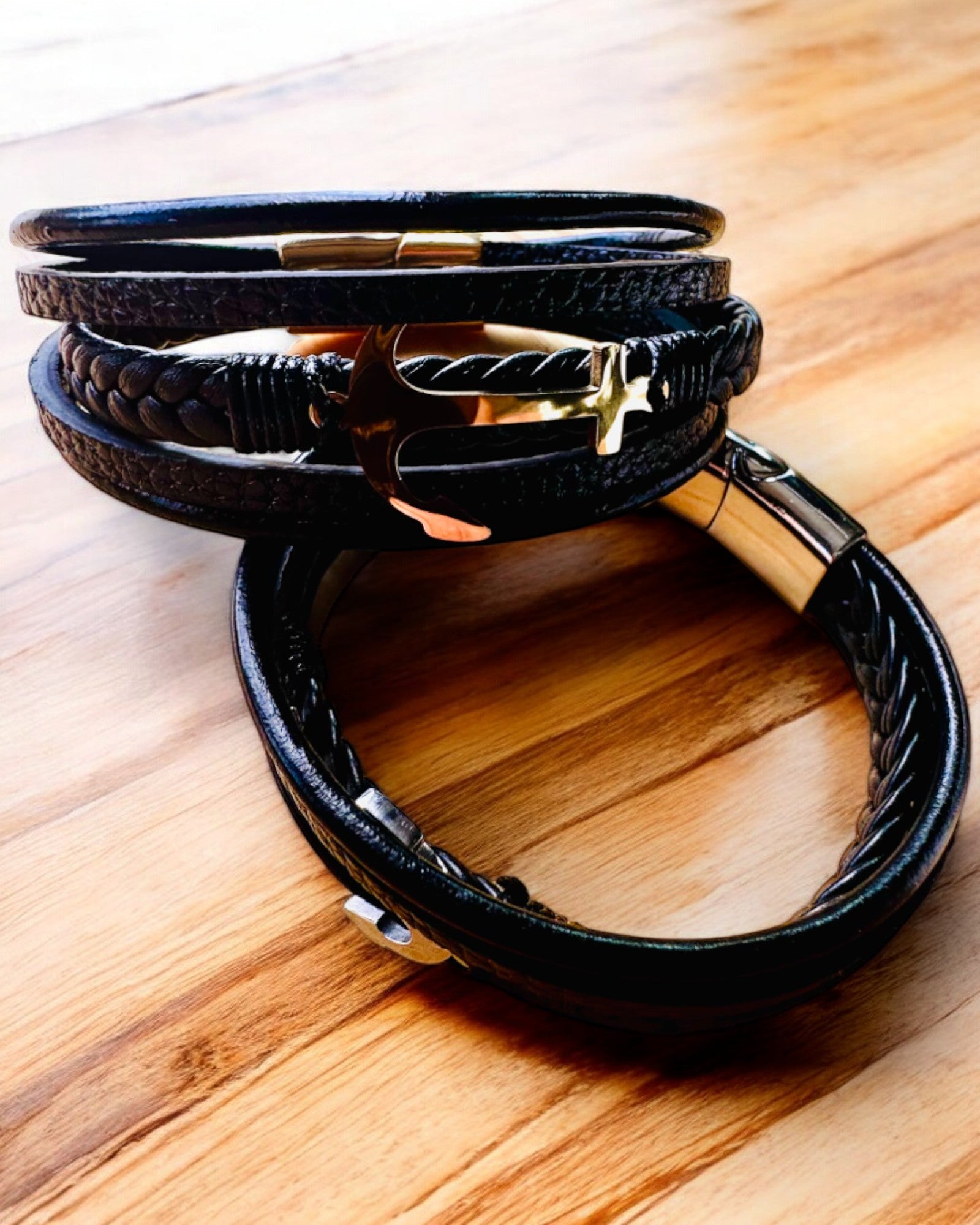 Pulseira masculina Âncora de Elegância com opção de gravação para presente