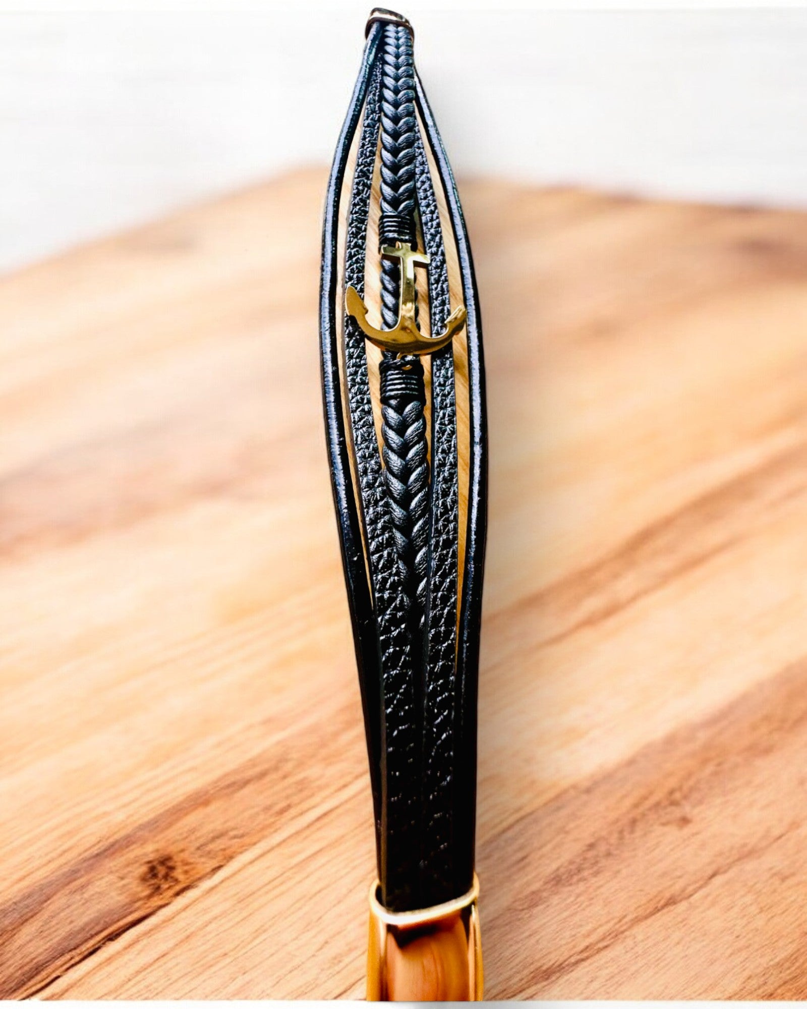 Pulseira masculina Âncora de Elegância com opção de gravação para presente