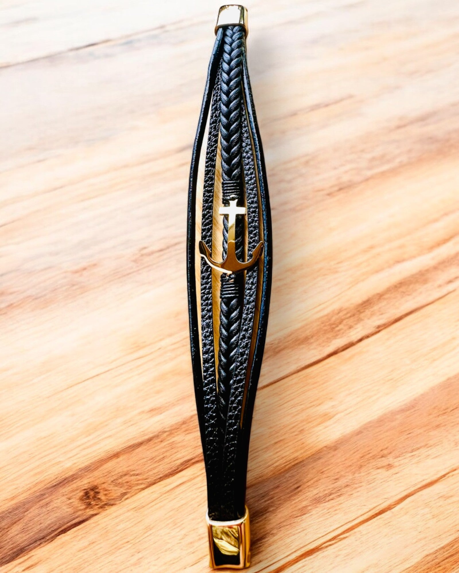 Pulseira masculina Âncora de Elegância com opção de gravação para presente