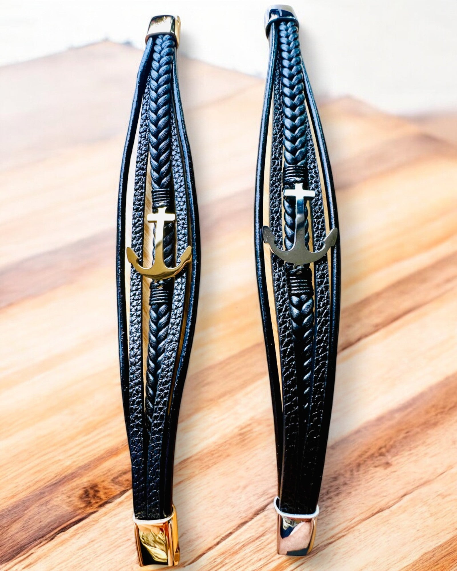 Pulseira masculina Âncora de Elegância com opção de gravação para presente