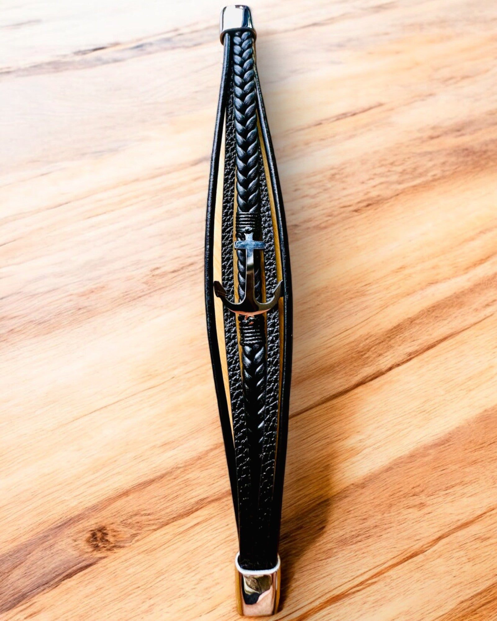 Pulseira masculina Âncora de Elegância com opção de gravação para presente