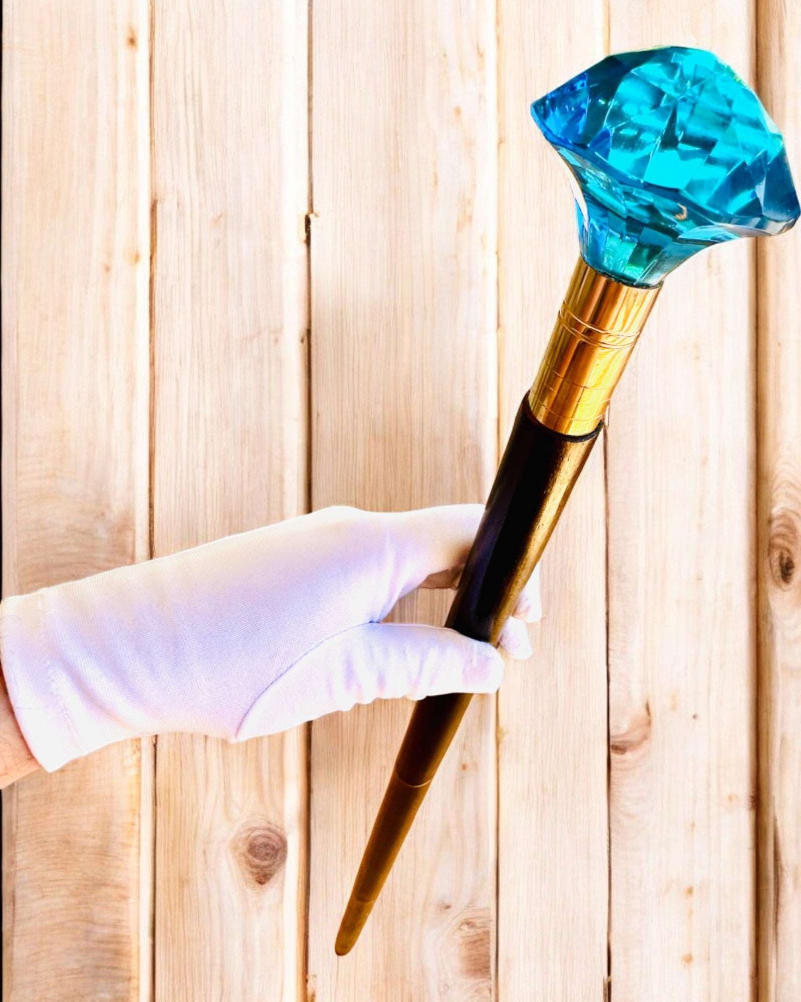 Bengala para caminhar "Diamante Azul" - Feita à mão em madeira, possibilidade de gravação