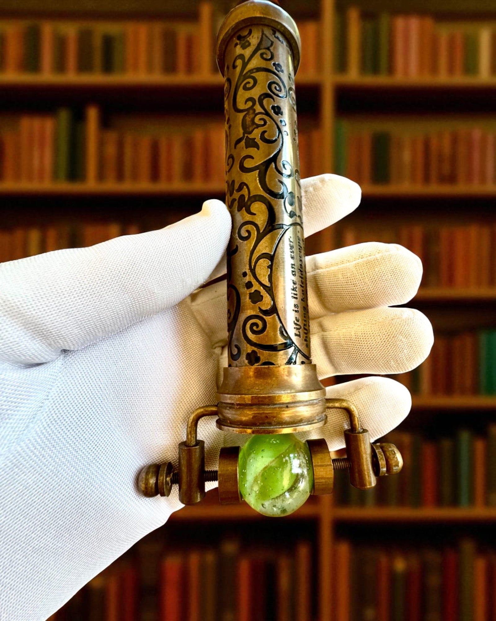 Caleidoscópio Vintage „Emerald Dreams”, 15 cm – feito à mão, possibilidade de personalização com gravação para presente