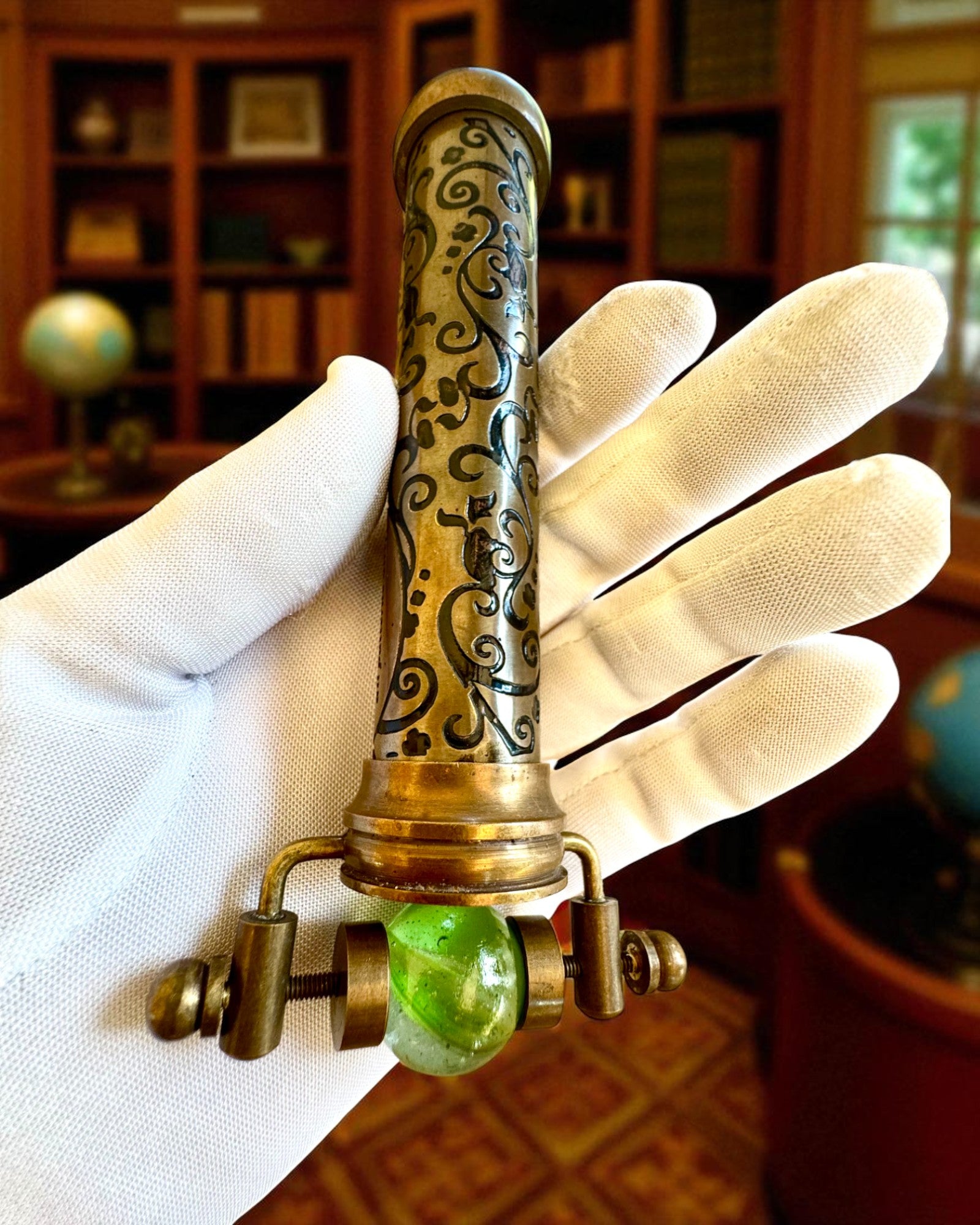 Caleidoscópio Vintage „Emerald Dreams”, 15 cm – feito à mão, possibilidade de personalização com gravação para presente