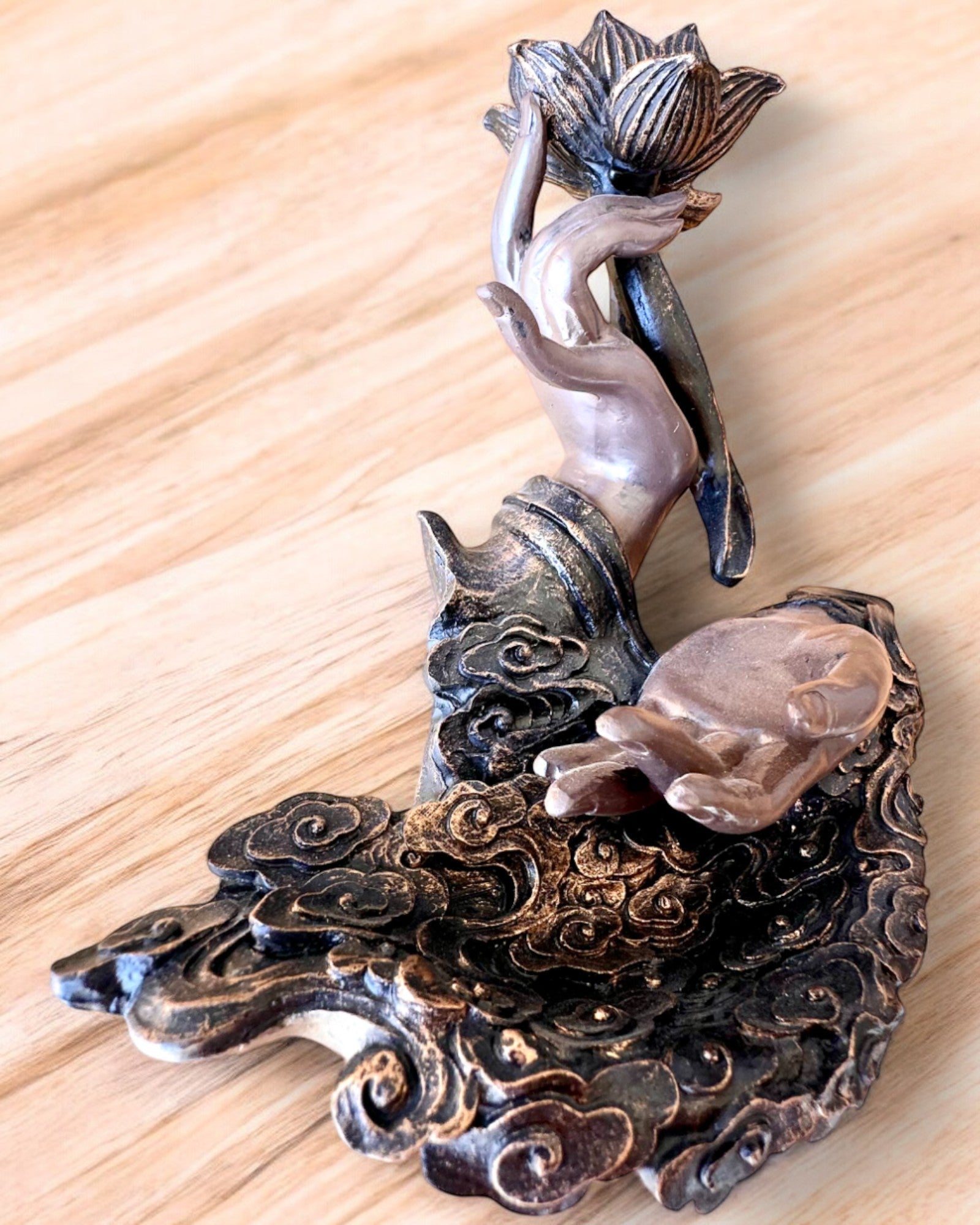 Mão Mística, Incensário, suporte para incenso com Fluxo, possibilidade de personalização com gravação para presente