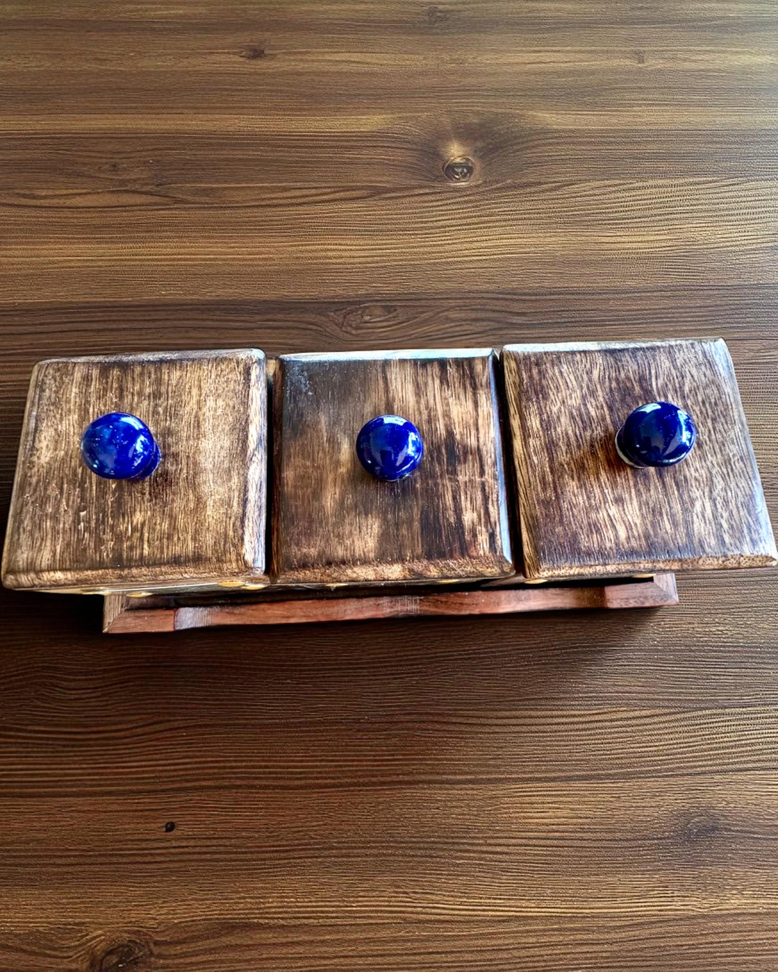 Conjunto Royal Trio – Chá, Café, Açúcar de madeira Shisham, feito à mão, com opção de gravação para presente