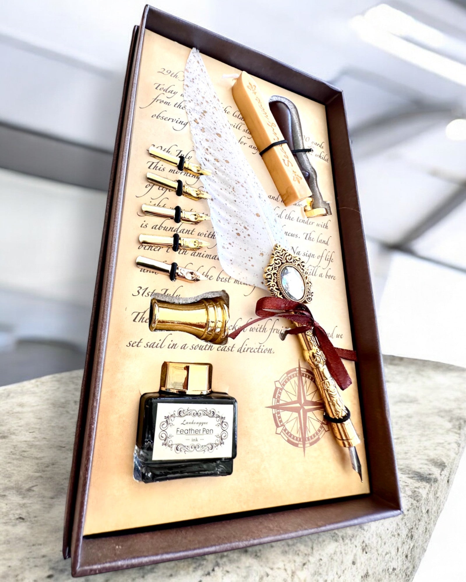 Conjunto de Caligrafia "Elegância na Prática" com Opção de Gravação, para presente. 2 variantes de cores à escolha