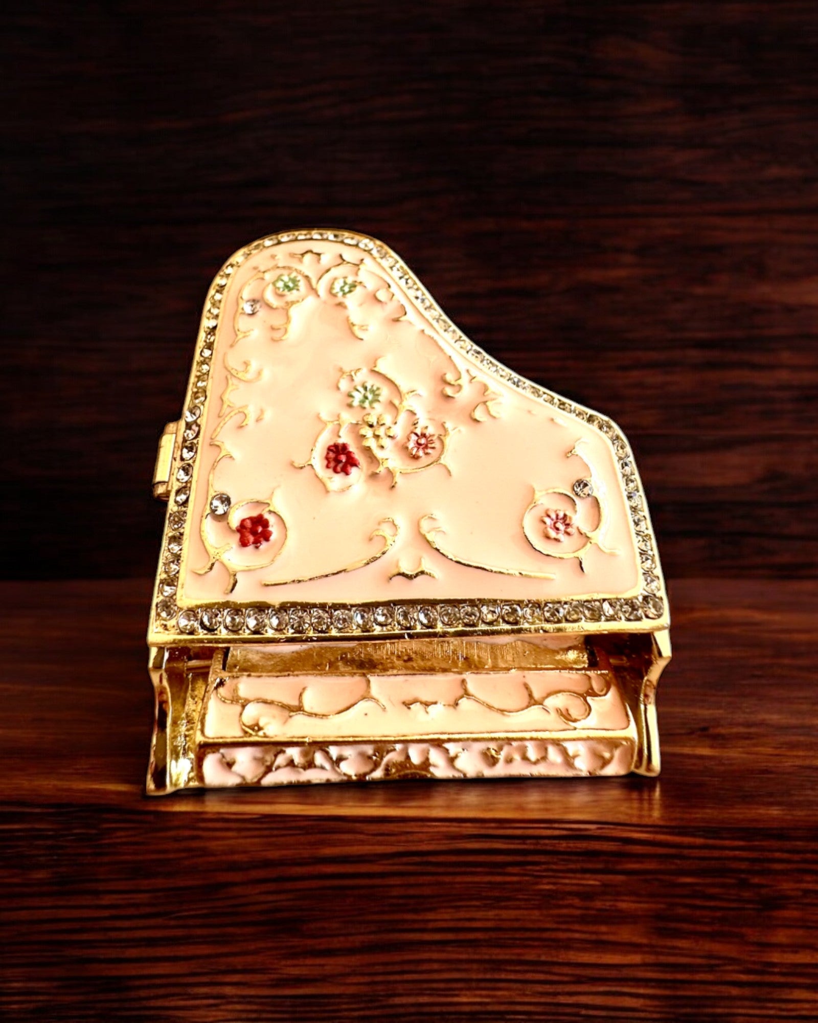 Elegante caixa de joias "Mini Piano - rosas clássicas" - com opção de gravação para presente