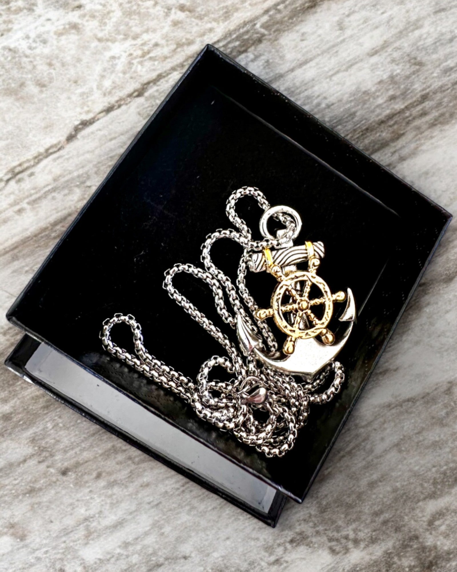 Amuleto Marinho Âncora do Capitão, colar com opção de gravação para presente