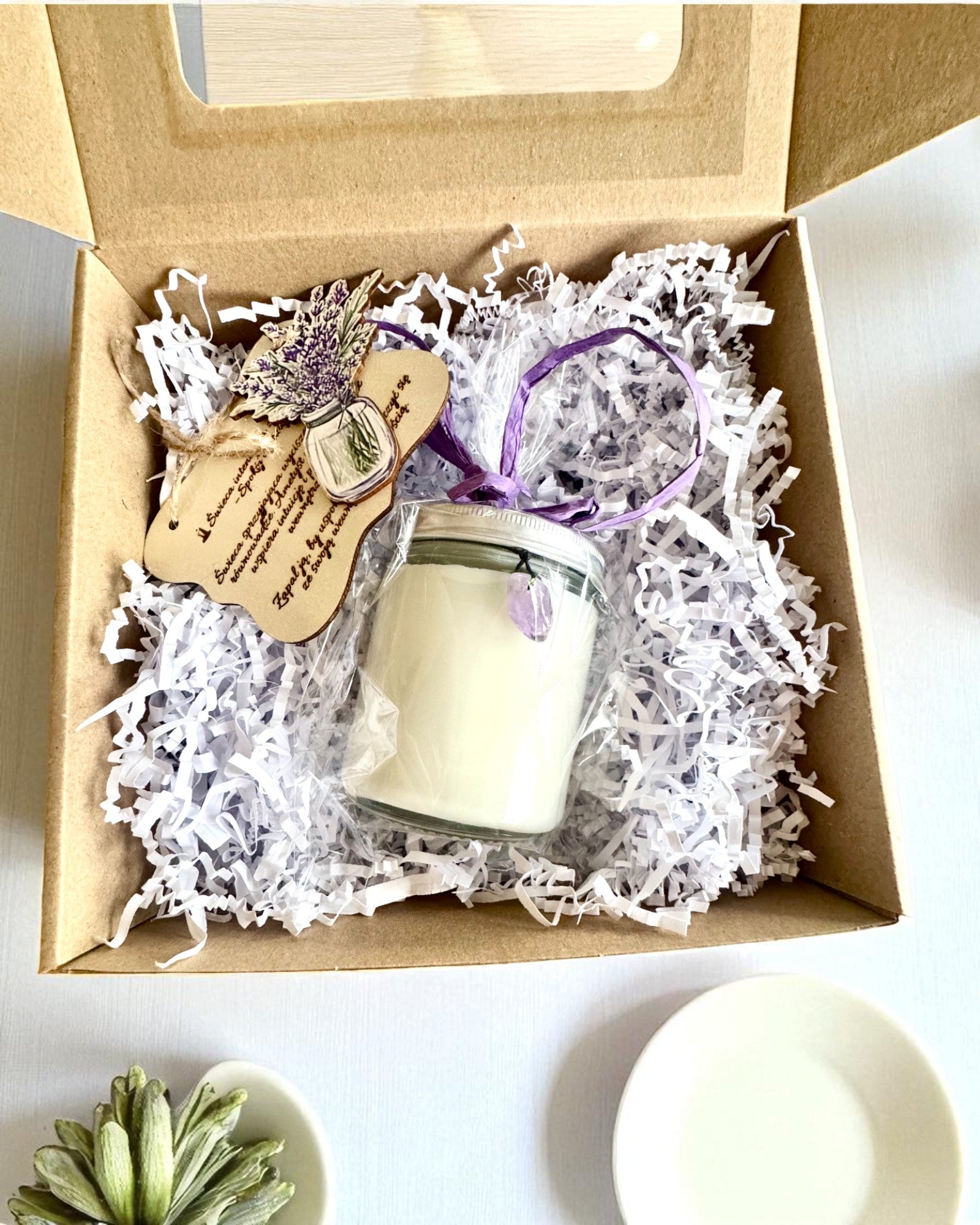 Vela de soja intencional Ametista – paz, harmonia e purificação, 250 ml, possibilidade de personalização para presente