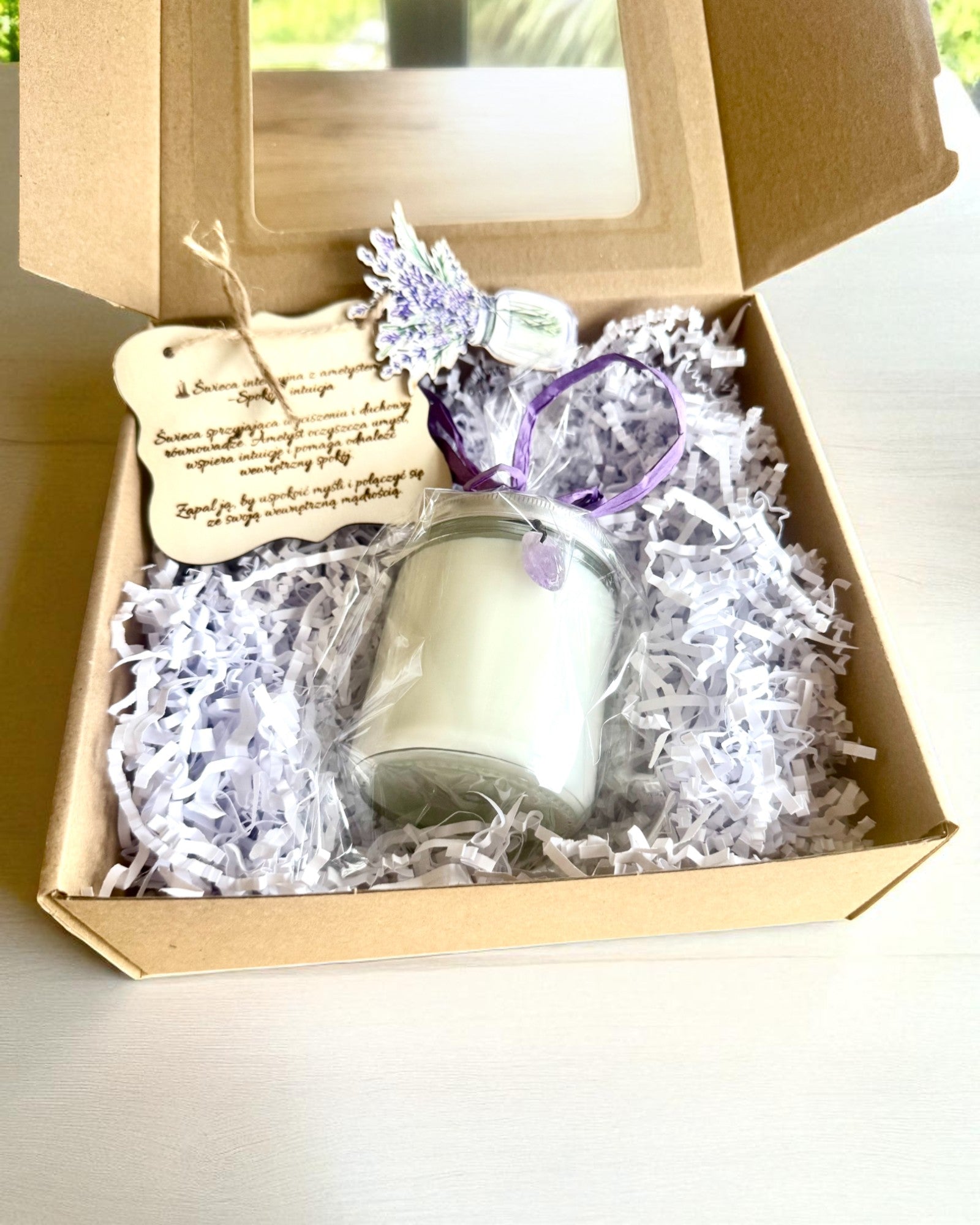 Vela de soja intencional Ametista – paz, harmonia e purificação, 250 ml, possibilidade de personalização para presente