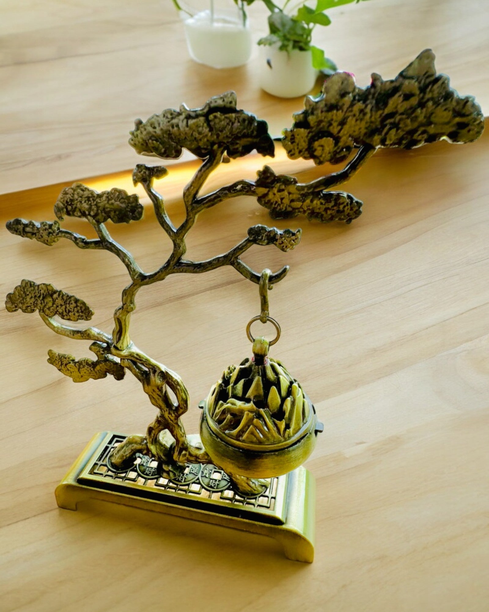 Suporte Elegante de Metal para Incenso Bonsai - possibilidade de personalização com gravação para presente