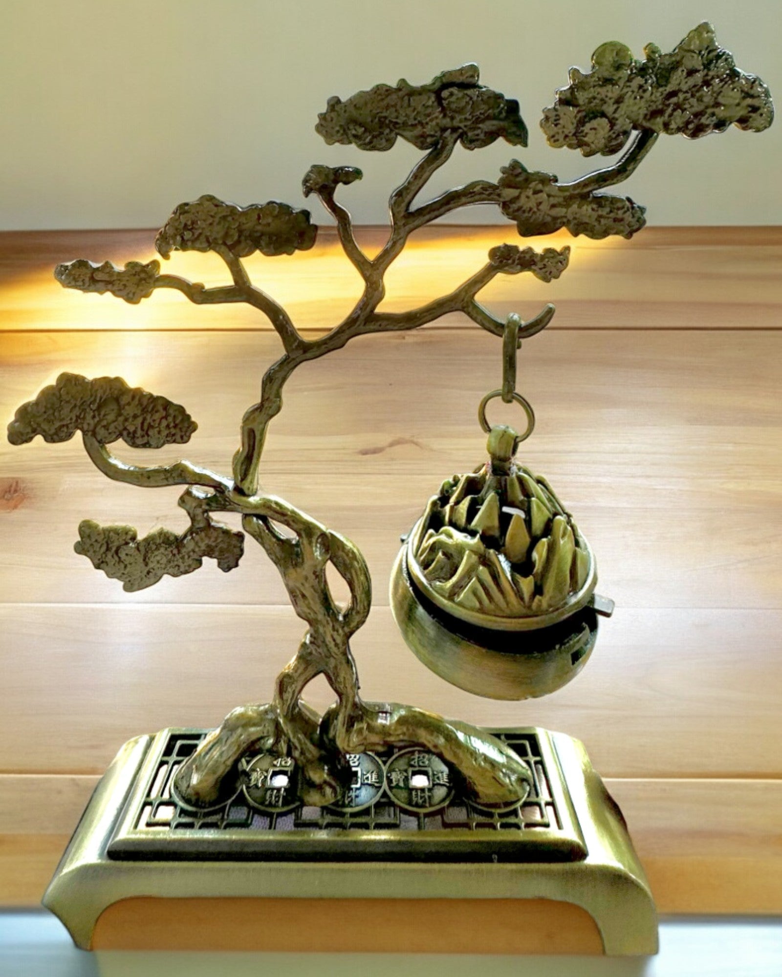 Suporte Elegante de Metal para Incenso Bonsai - possibilidade de personalização com gravação para presente
