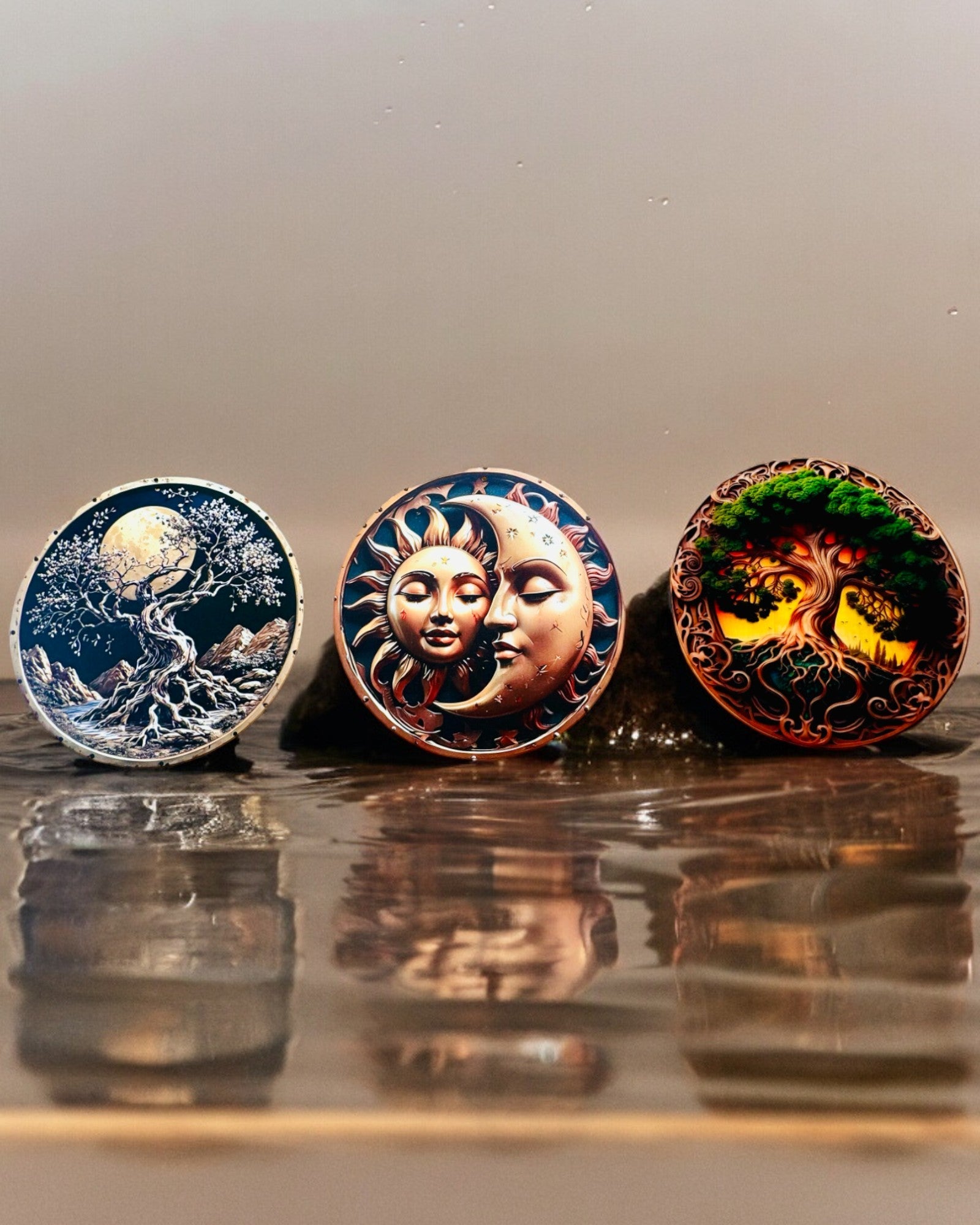 Pendente "Círculos Mágicos da Natureza" - possibilidade de personalização com gravação. 3 variantes à escolha