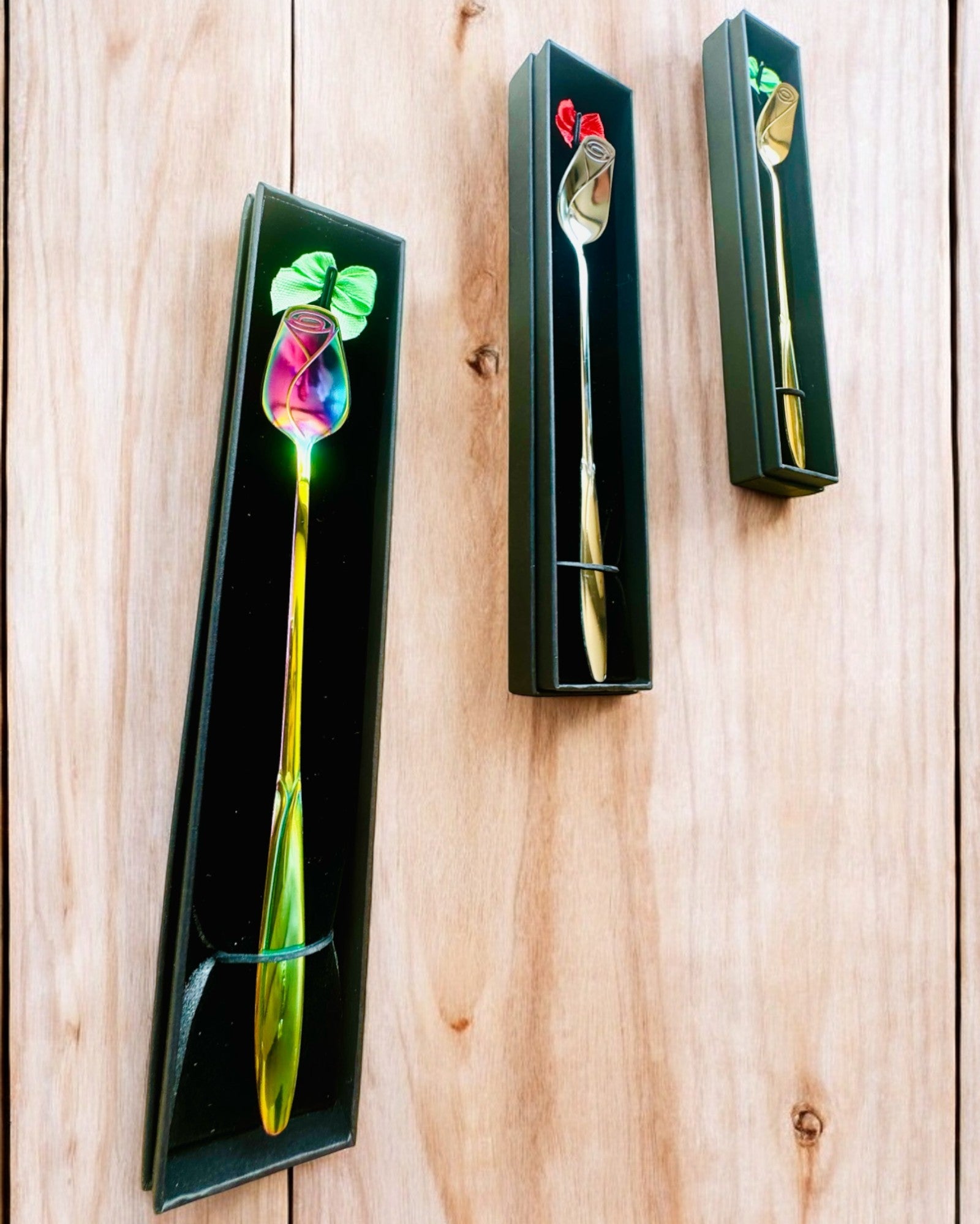 Colher de Rosa Personalizada com Opção de Gravação para presente - 3 variantes de cores à escolha