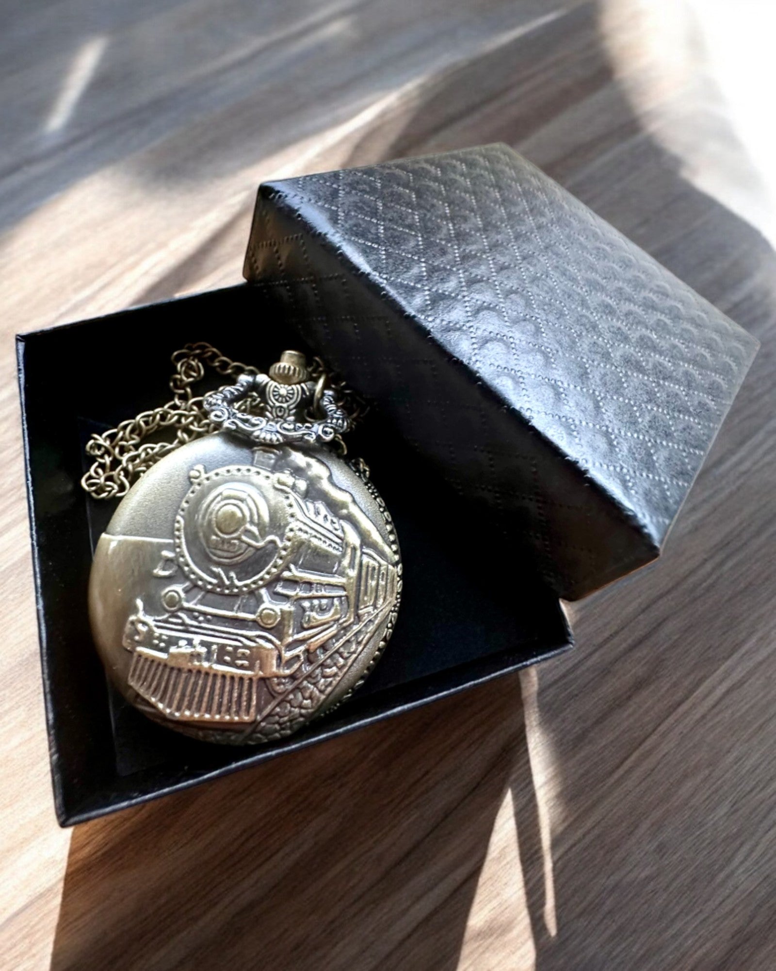 Relógio de Bolso Locomotiva do Tempo com gravação, para presente, motivo de trem