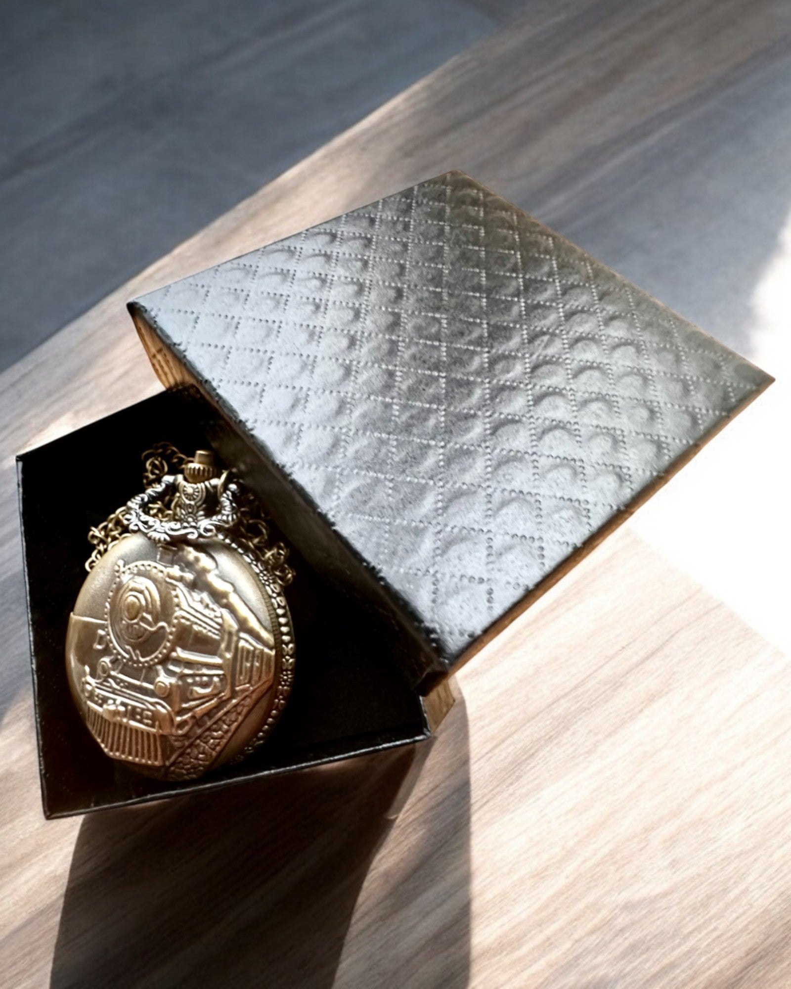 Relógio de Bolso Locomotiva do Tempo com gravação, para presente, motivo de trem