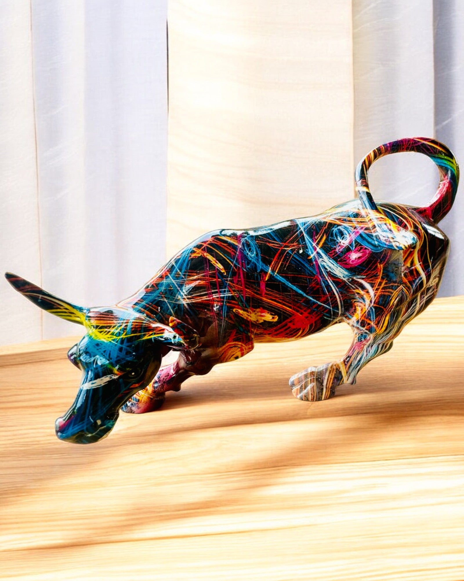 Escultura Decorativa Touro "BullArt" – Arte Única com Opção de Gravação - 4 variantes de cor, para presente personalizado