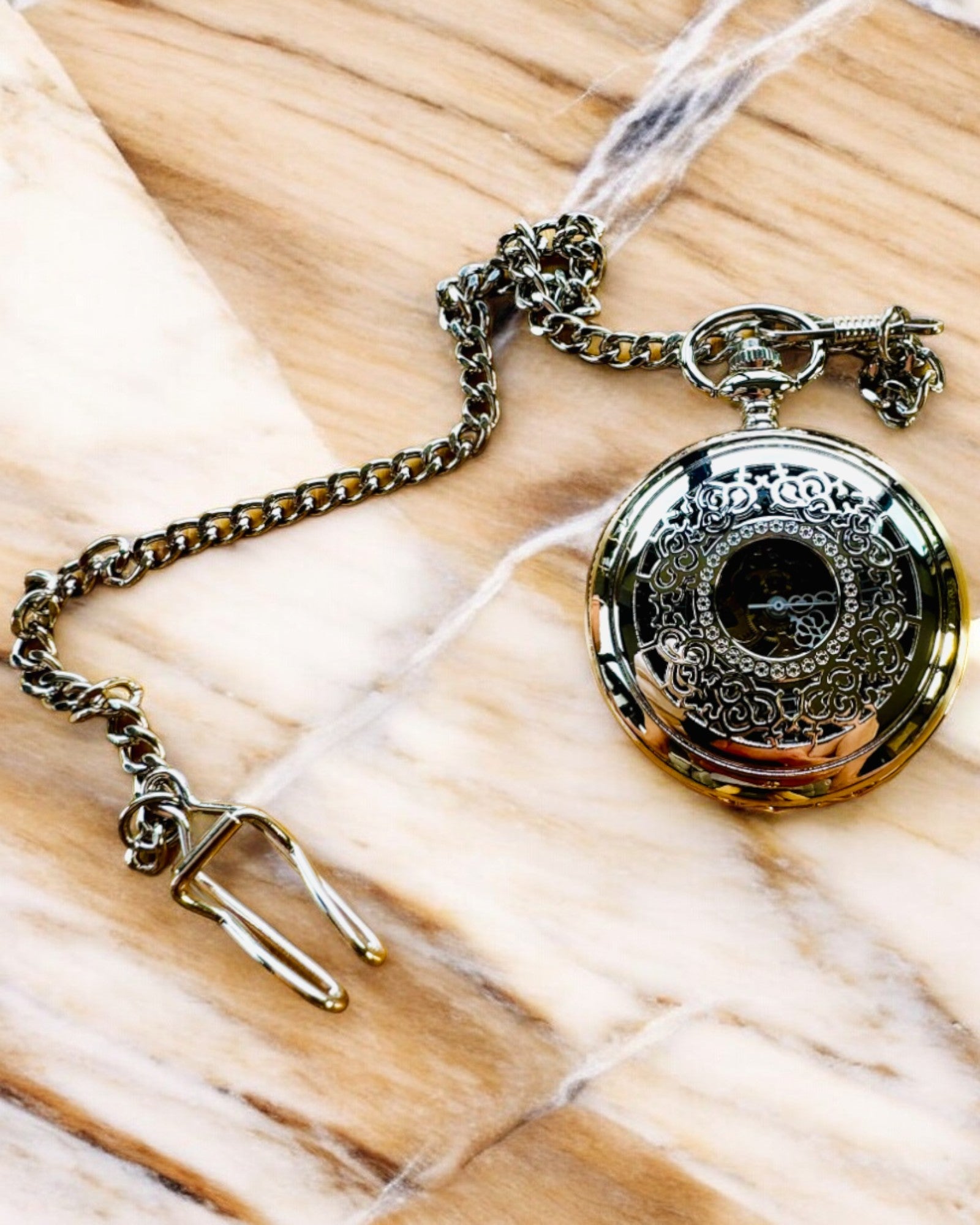 Relógio de Bolso "Eterna Elegancja", presente personalizado, gravação. Cor prateada