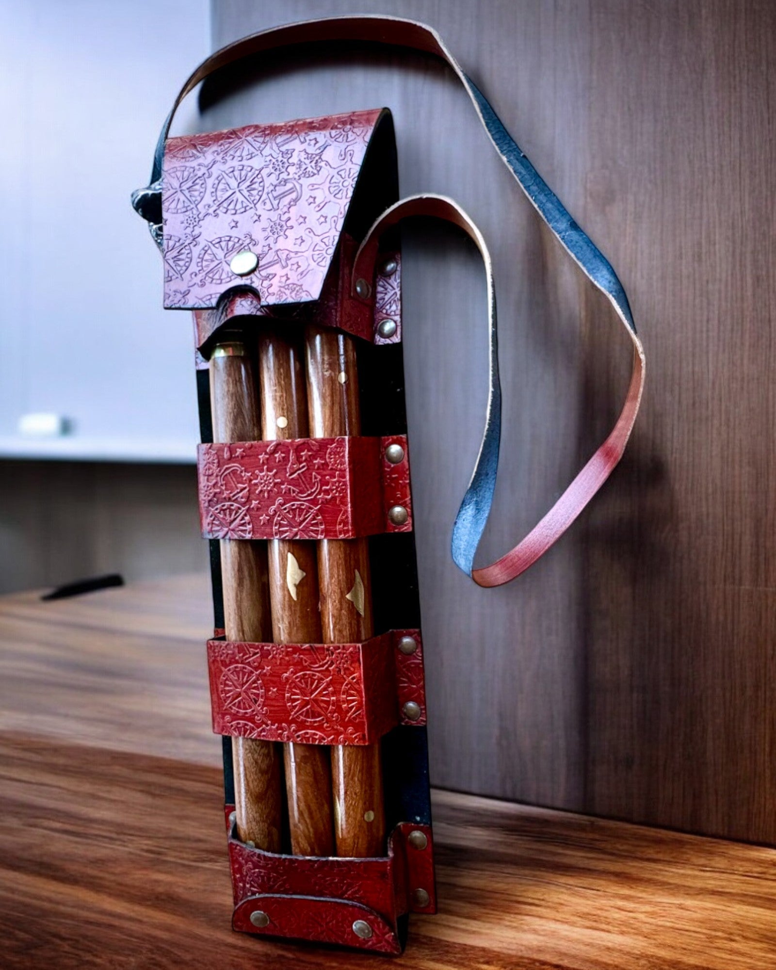 Estojo de Couro, capa para Bengalas de Caminhada - possibilidade de personalização com gravação para presente