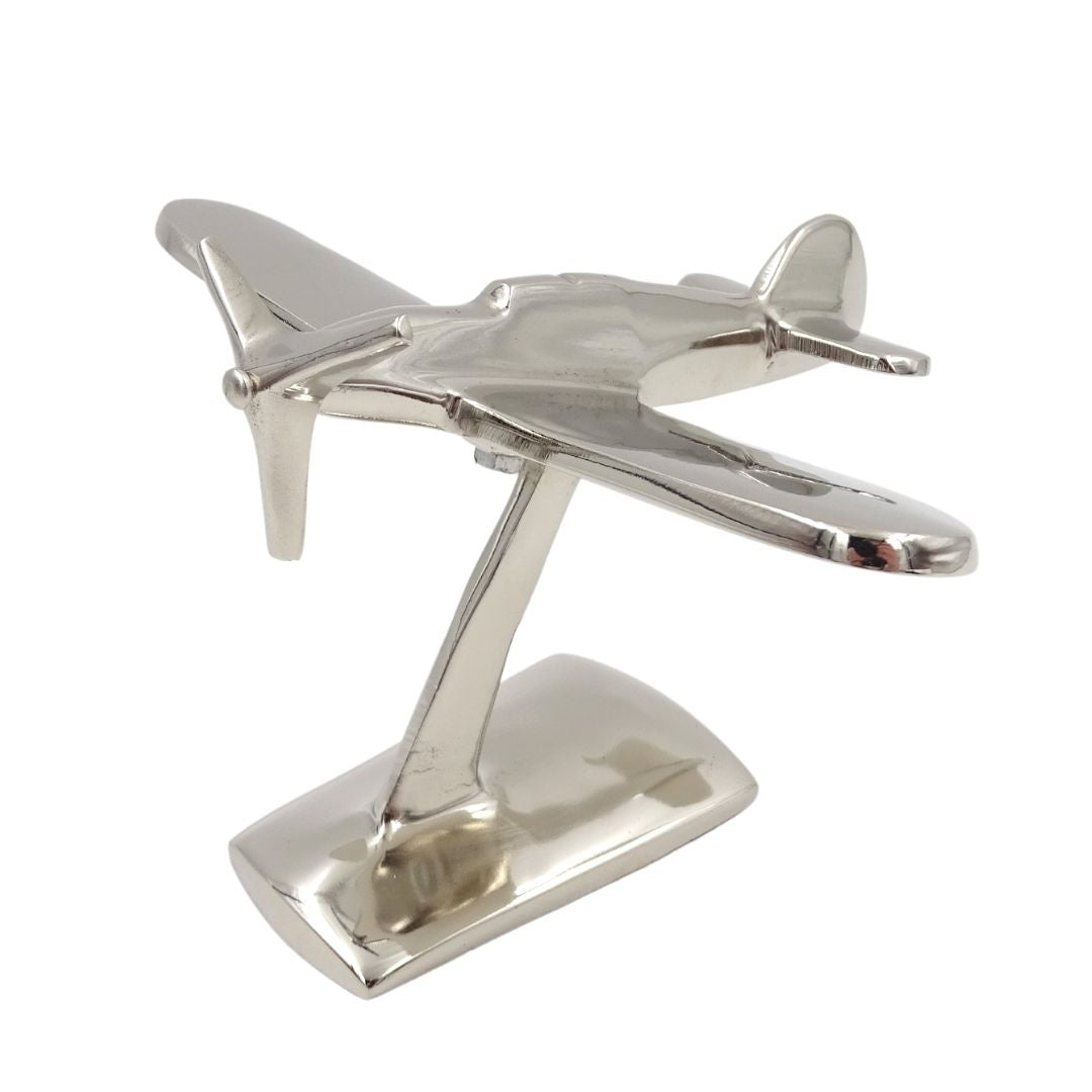 Modelo de avião monomotor N-0896 em alumínio cor prata, 17x14x11 cm