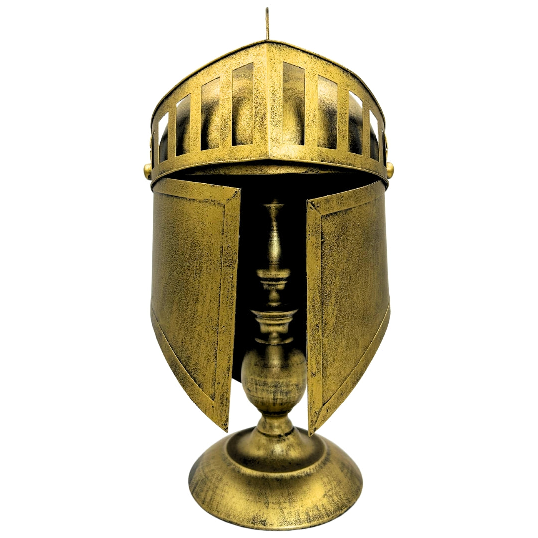 Elmo Grego Decorativo Retro de Metal em Estilo Dourado