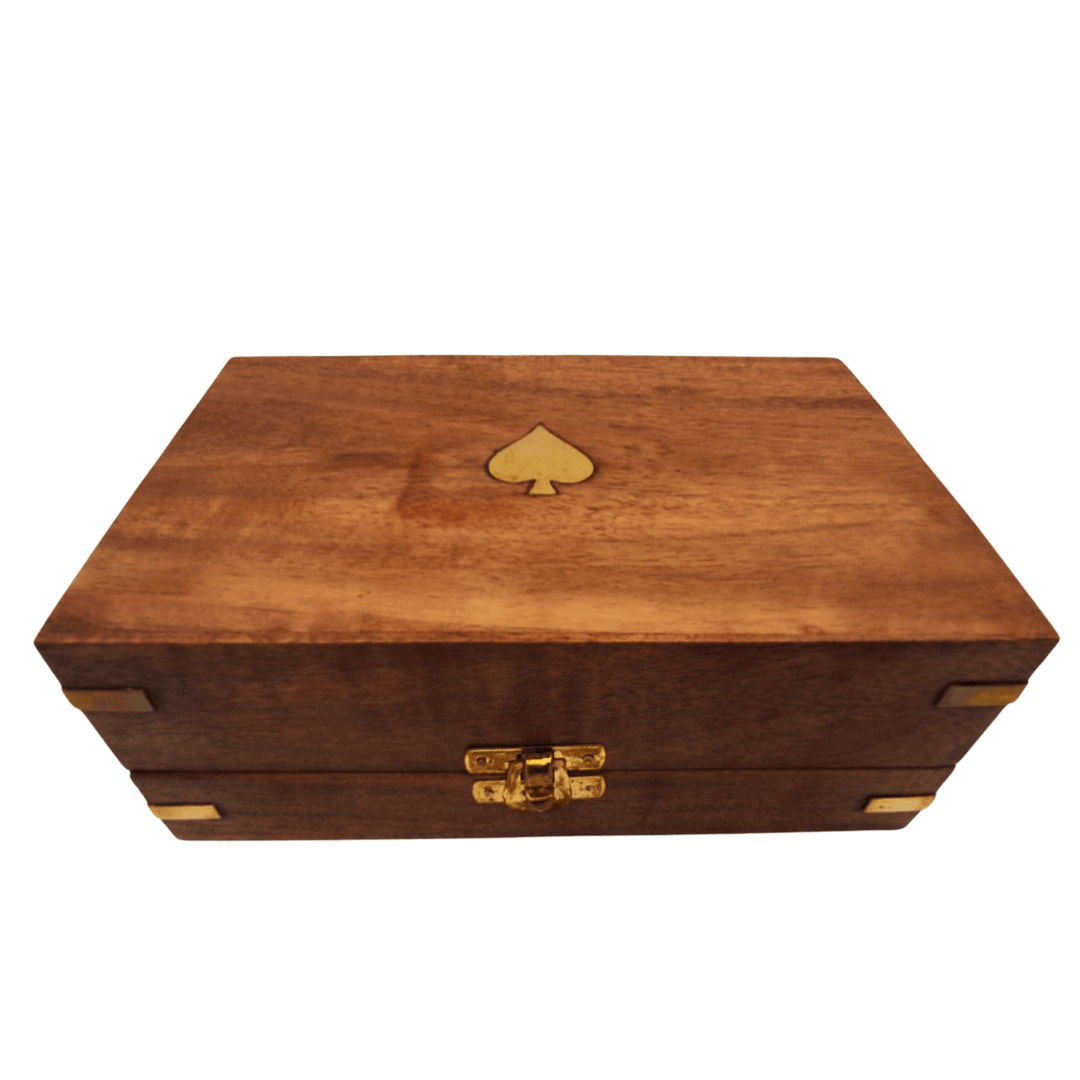 Conjunto Elegante de Poker em Caixa de Madeira com Gravação