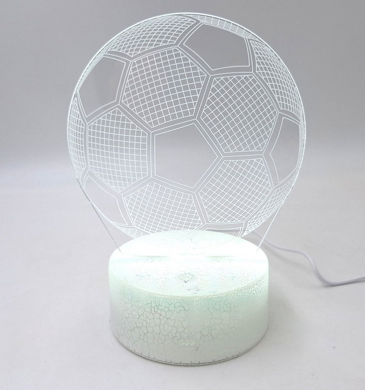 Candeeiro de noite Bola com possibilidade de personalização por gravação - Presente ideal para amantes de futebol - 17 cm de altura - 3 cores à escolha - Alimentação por USB ou 3 pilhas AAA