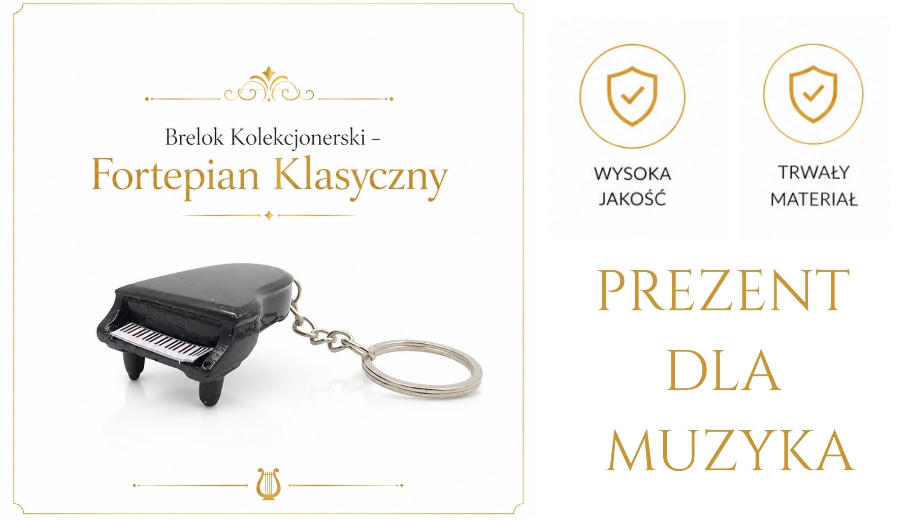 Brelok Kolekcjonerski Fortepian Klasyczny ECK-0863 z Personalizowanym Grawerem – Elegancki Czarny Gadżet na Prezent dla Miłośników Muzyki Klasycznej i Pianistów