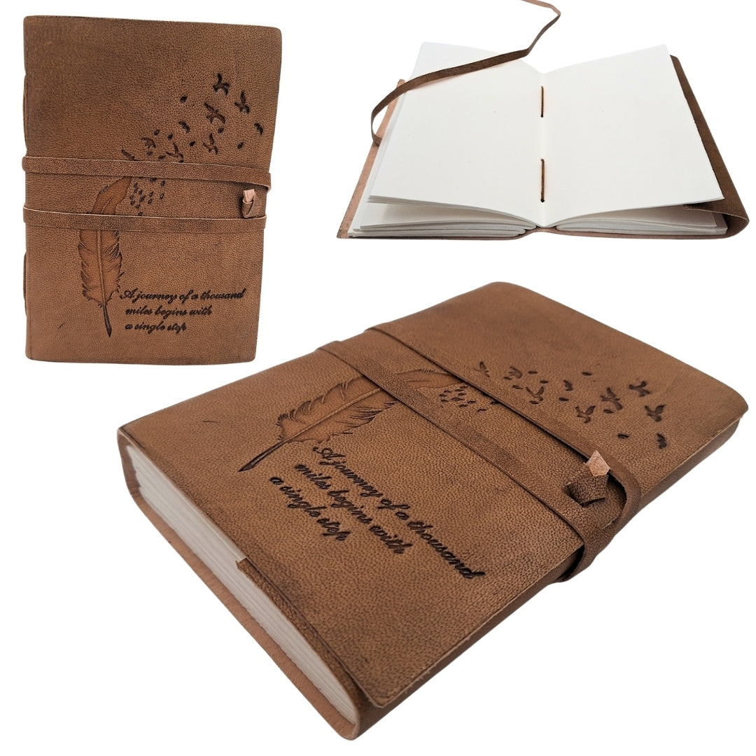Caderno de pele retro com inscrição 200 páginas