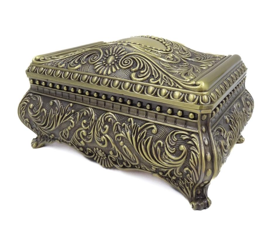 Caixa metálica decorativa elegante com gravação