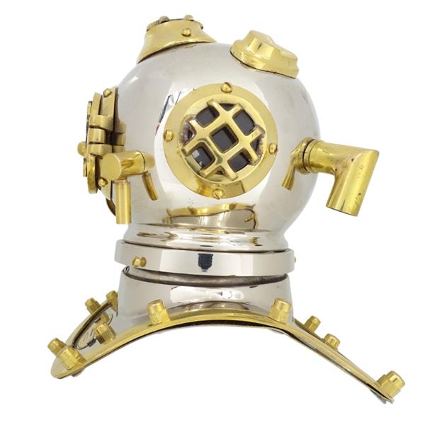 Capacete de Mergulhador em Latão US Navy Mark IV com Possibilidade de Personalização por Gravação - Presente Ideal para Qualquer Ocasião, Altura 20 cm, Réplica Marinha DIVER - DH93