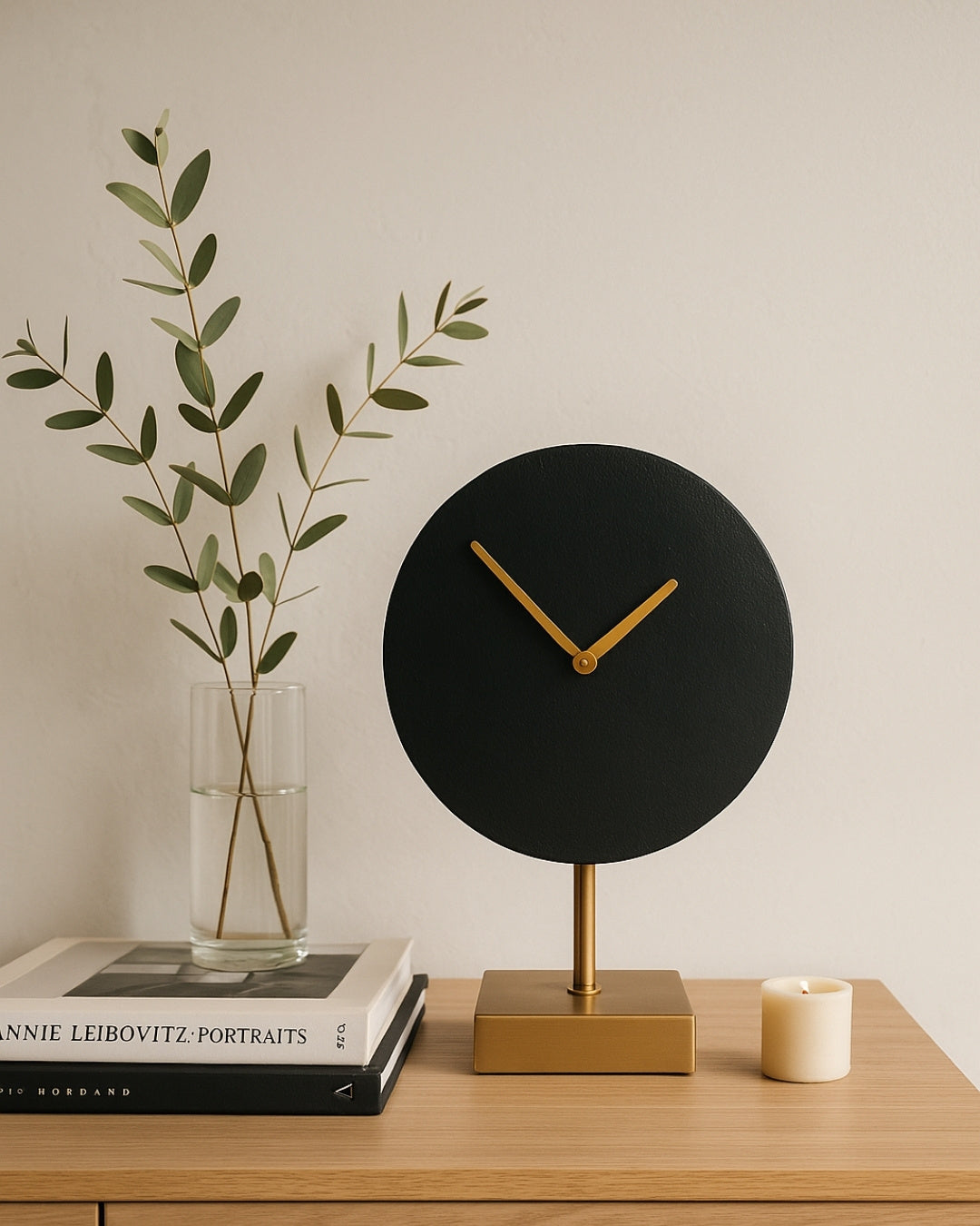 Relógio Metálico Redondo Elegante 4122 em Dourado e Preto com Possibilidade de Personalização por Gravação
