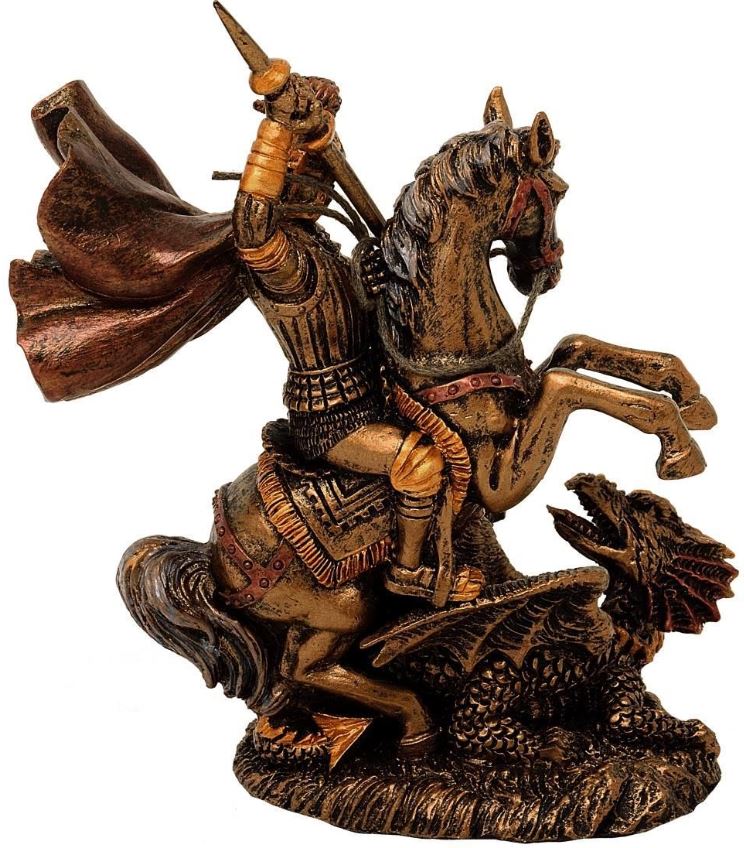 Estatueta de São Jorge em poliéster, 13 cm, possibilidade de personalização por gravação, presente ideal para várias ocasiões