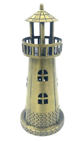 Farol de Mar Castiçal para Vela Tealight 18,5 cm em Dourado Antigo com Opção de Gravação