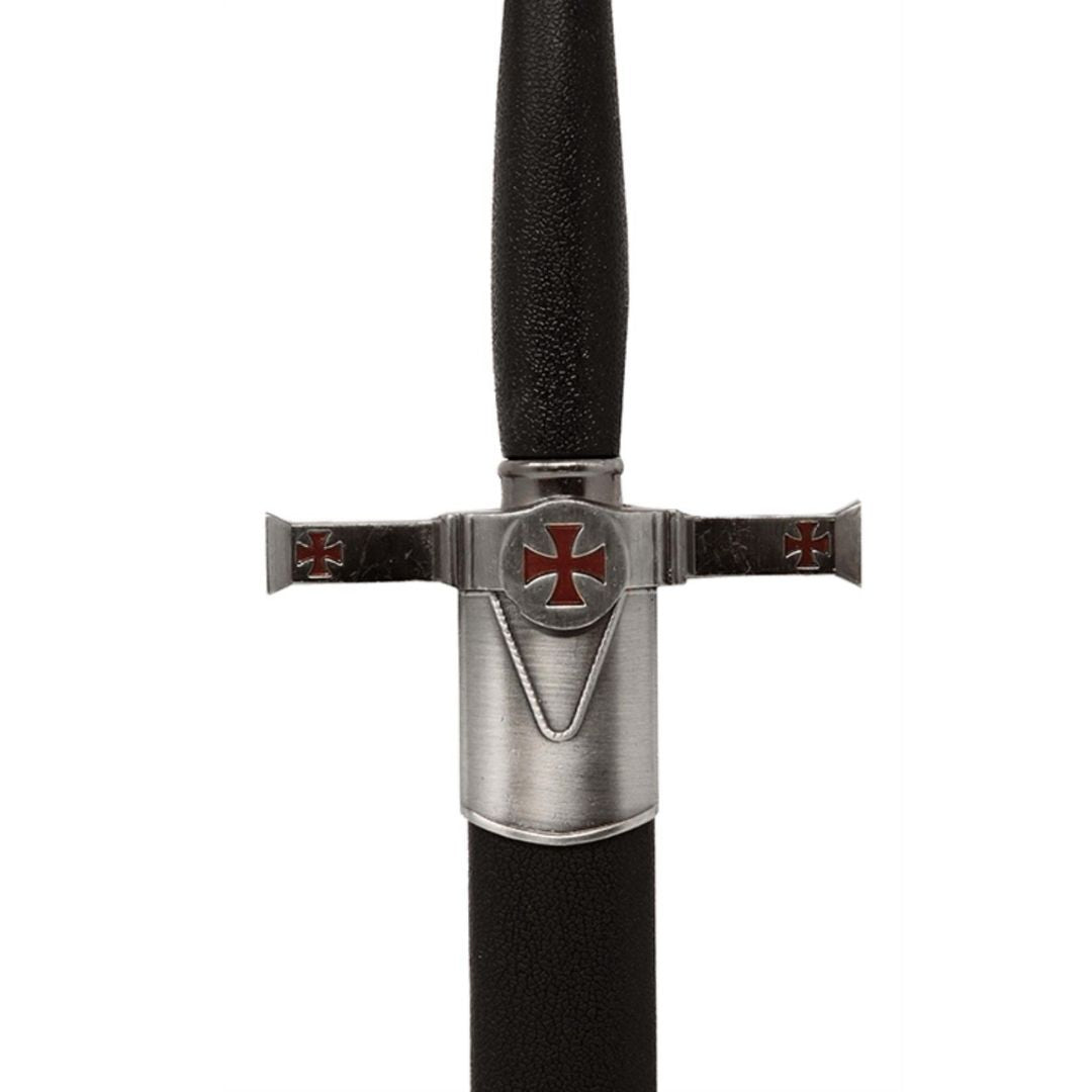 Adaga decorativa templária com bainha e gravação - réplica em aço inoxidável, 40 cm