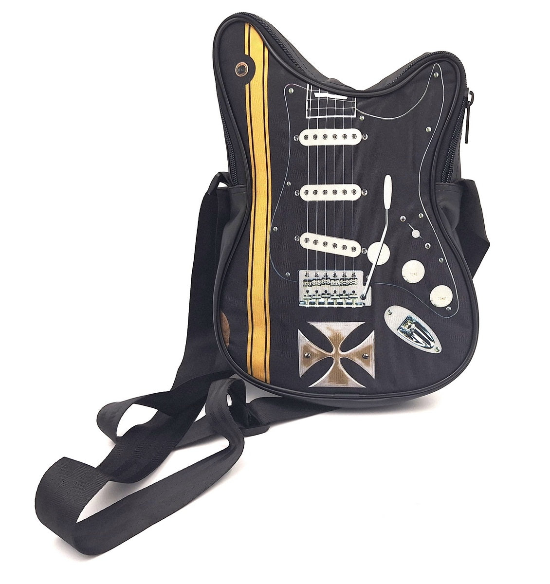 Mala de ombro em forma de guitarra com cruz de Malta - Presente personalizado para guitarrista