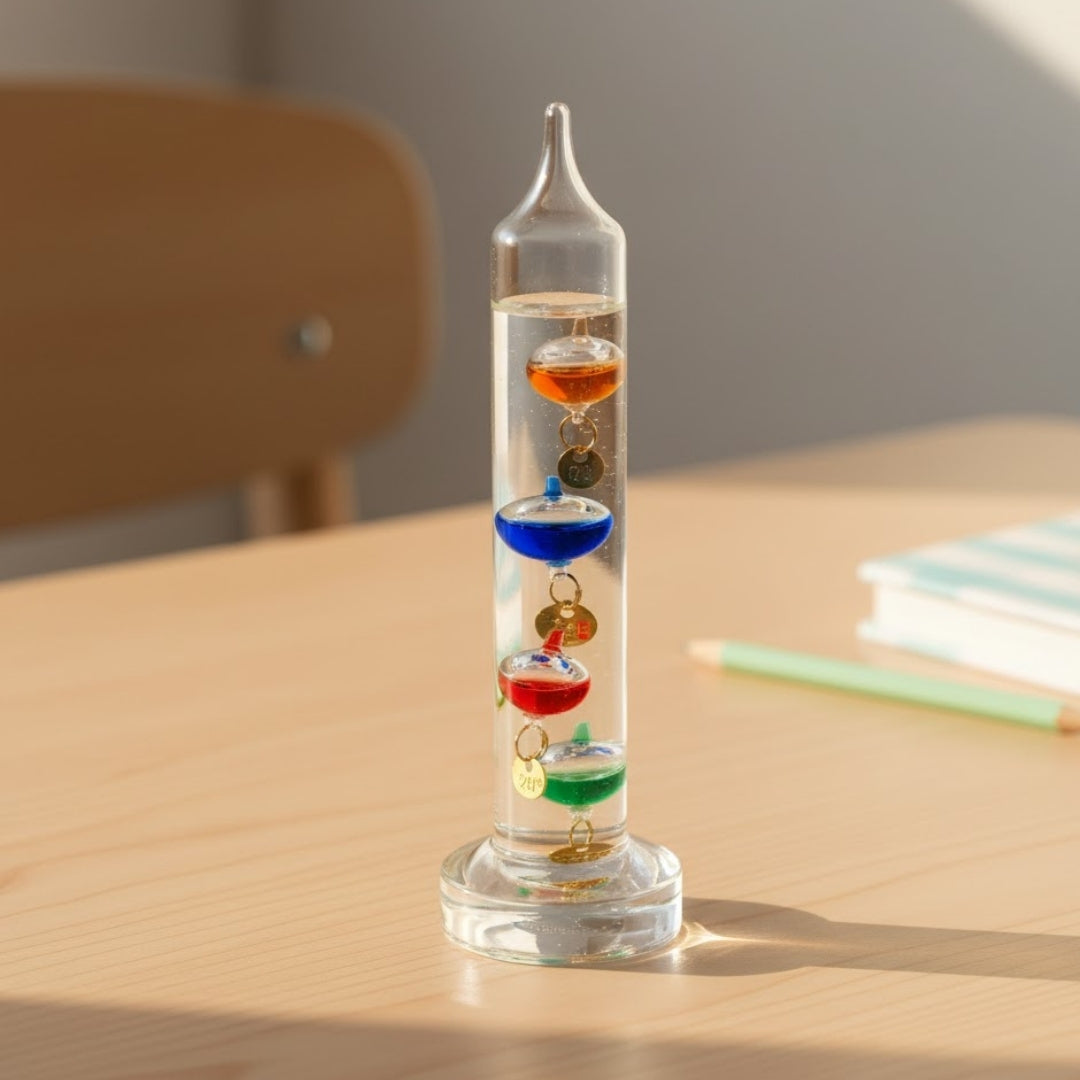 Termómetro de Galileu Galileo com Gravação Personalizada – Decoração Elegante para Interiores em Cor de Vidro