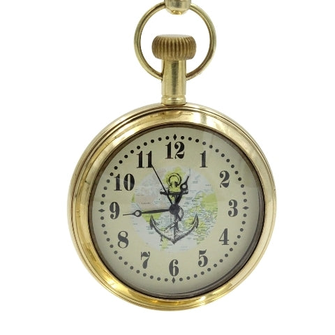 Relógio Marinheiro de Latão para Secretária NC2126 com Possibilidade de Gravação, 12 cm de Altura, Ideal para Presente para Amante da Navegação com Motivo de Âncora e Veleiro
