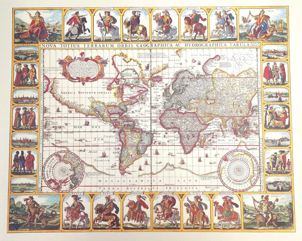 Mapa-múndi Piscator 1652 com possibilidade de personalização por gravação