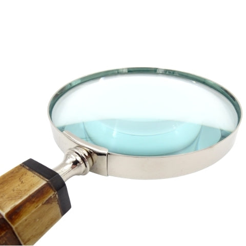 Lupa Elegante para Leitura com Cabo de Osso NC1099A com Possibilidade de Personalização por Gravação, Caixa Prateada de Latão, Ideal para Presente para Sénior, Avô ou Colecionador, Altura 24,5 cm