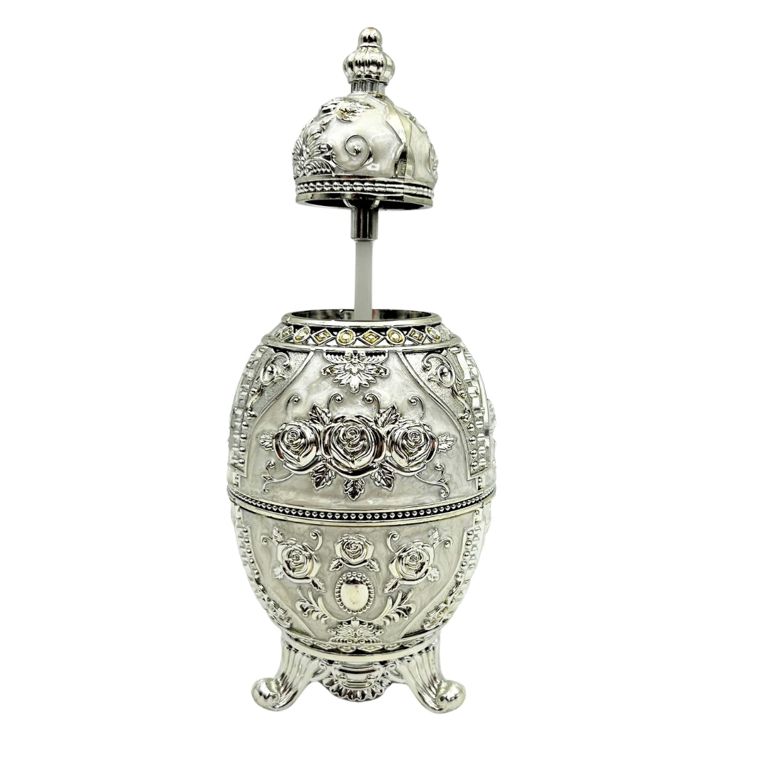Ovo Fabergé Prateado Abrível com Possibilidade de Gravação