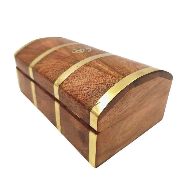 Caixa de madeira marinheira vintage DNU-020 com motivo de âncora em latão, gravação personalizada, ideal para presente para amantes do mar, dimensões 18,4 × 12,7 × 7,6 cm