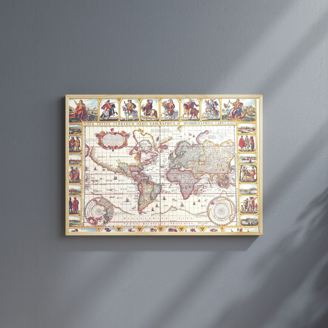 Mapa-múndi Piscator 1652 com possibilidade de personalização por gravação